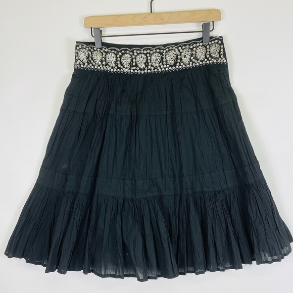 BCBG Maxazria Black Crinkle Sequins Beaded Flare Mini Skirt Womens Sz XS NWT New - Picture 1 of 5